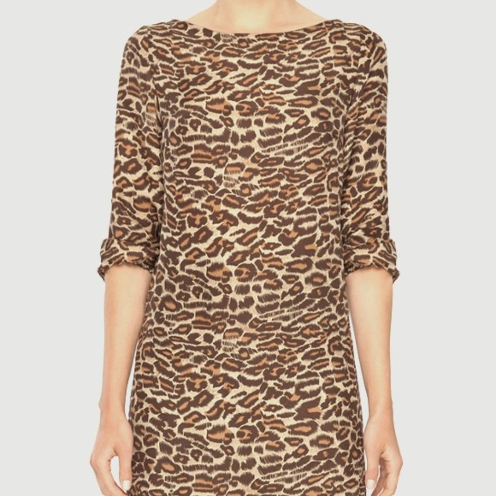 Amour Vert Kim Silk Leopard Print Dress